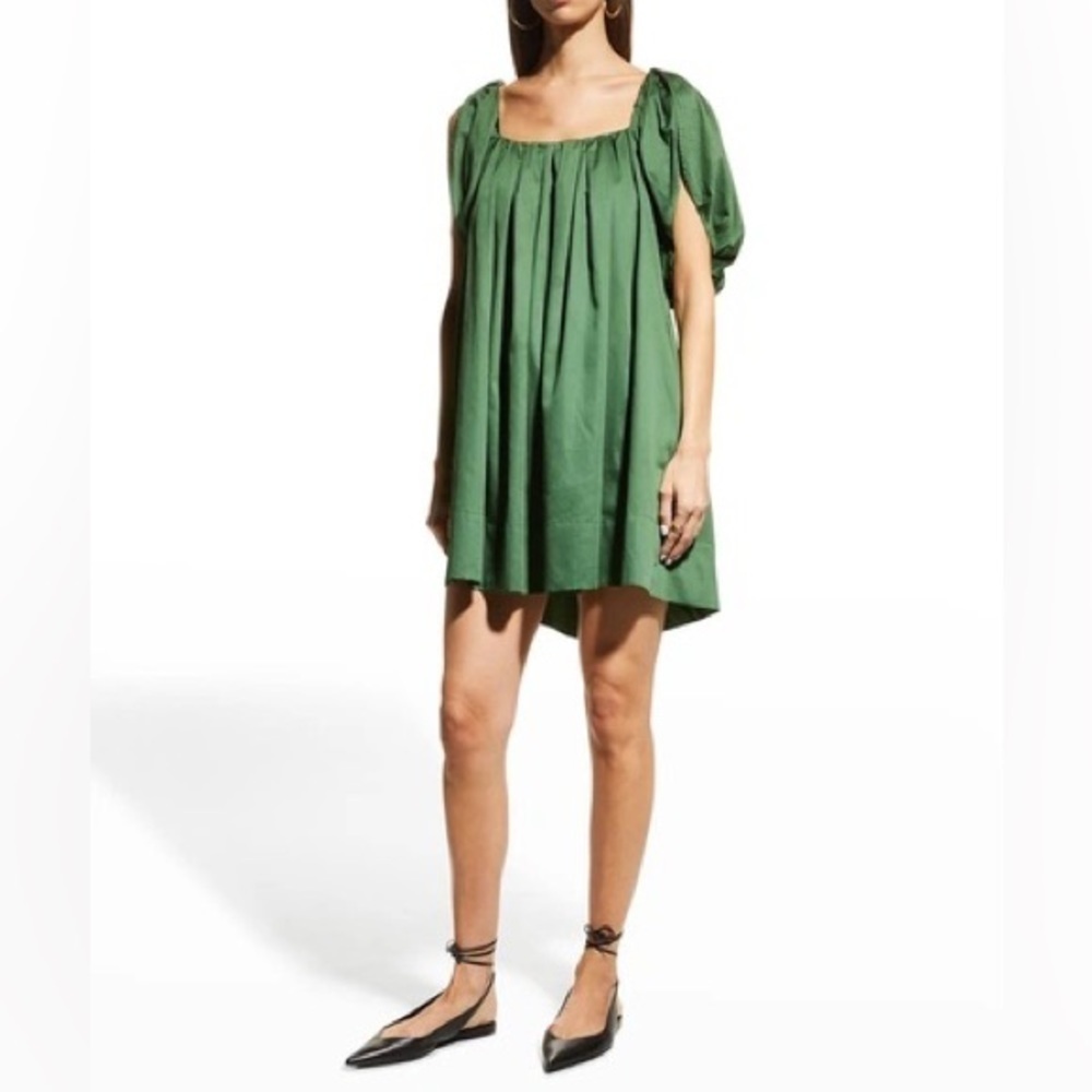Rebecca Taylor Green Tulip Sleeve Cotton Emerald Dress in Emerald 12